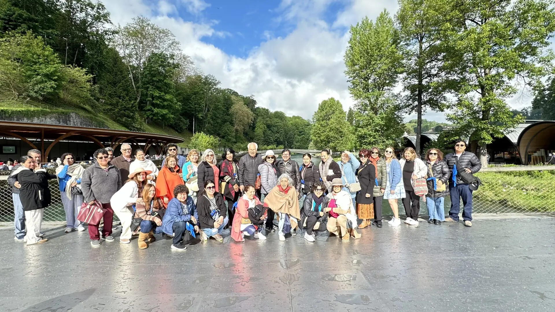 A group of people standing on the ground